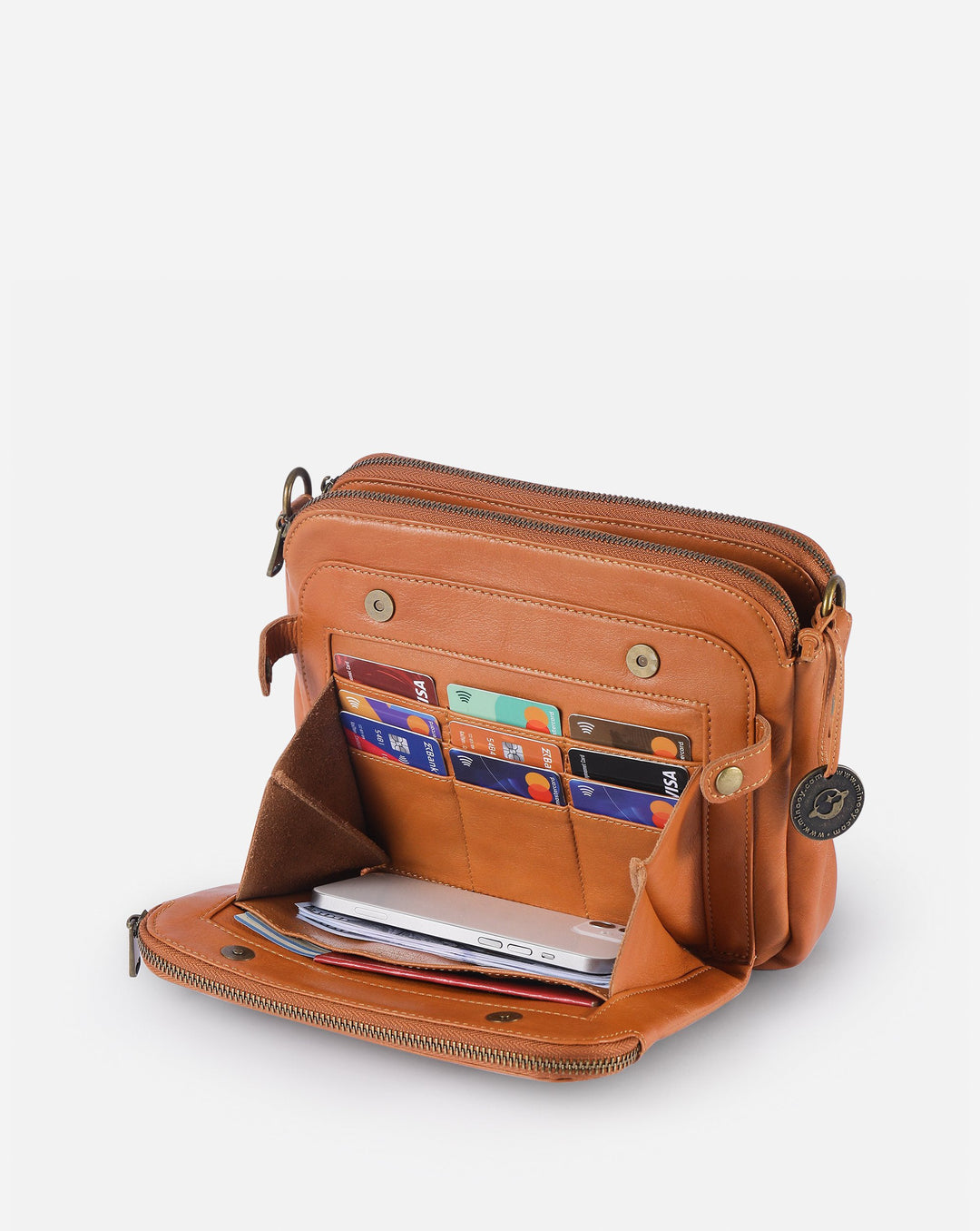 The Bali Three-Layer Leather Crossbody Shoulder & Clutch Bag 2.1L