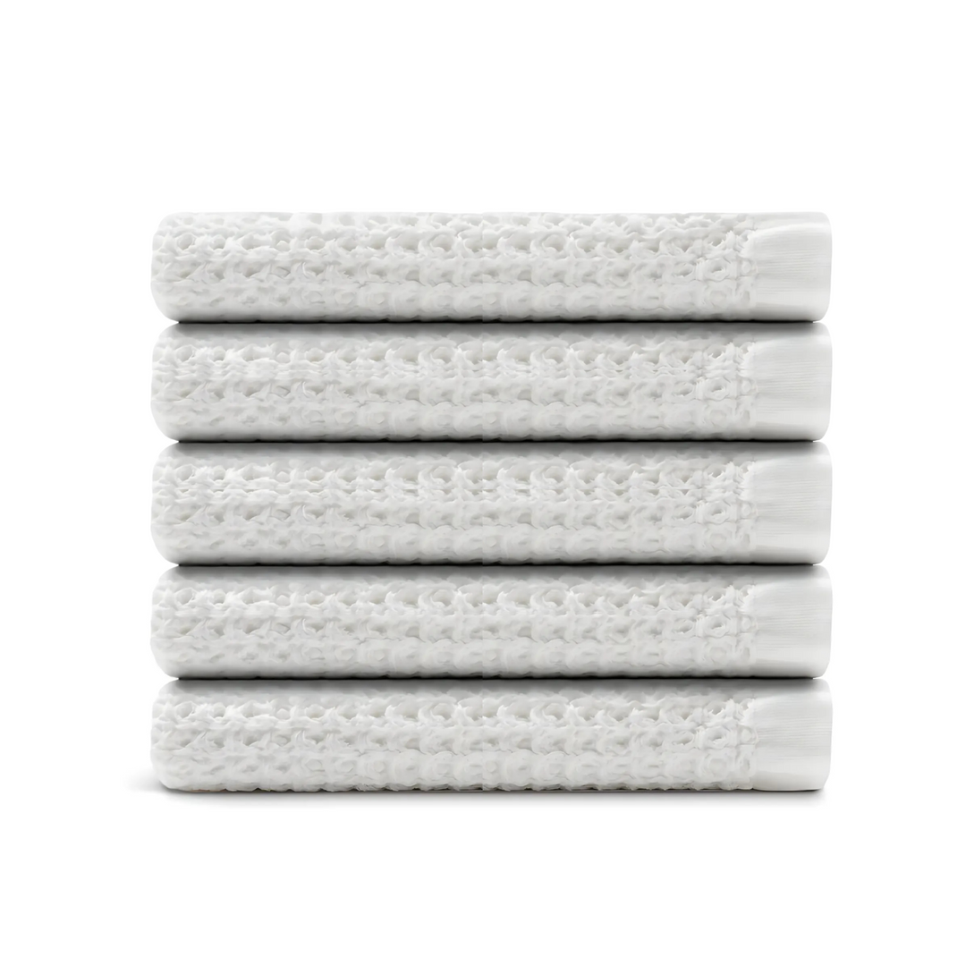 Serviettes de bain en coton égyptien gaufré, 5 pièces
