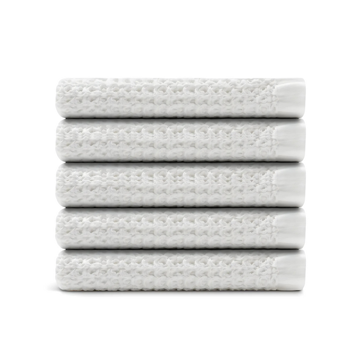 Serviettes de bain en coton égyptien gaufré, 5 pièces