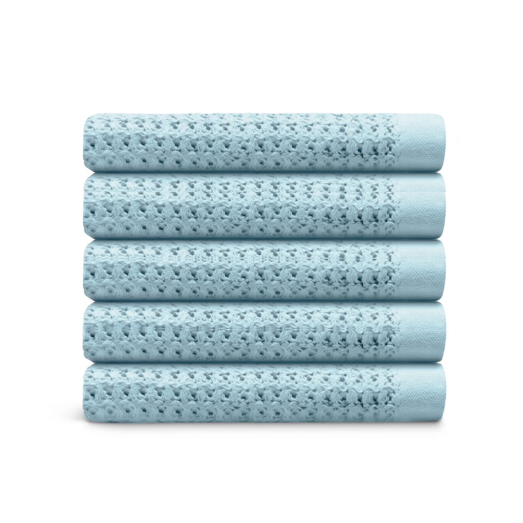 Serviettes de bain en coton égyptien gaufré, 5 pièces