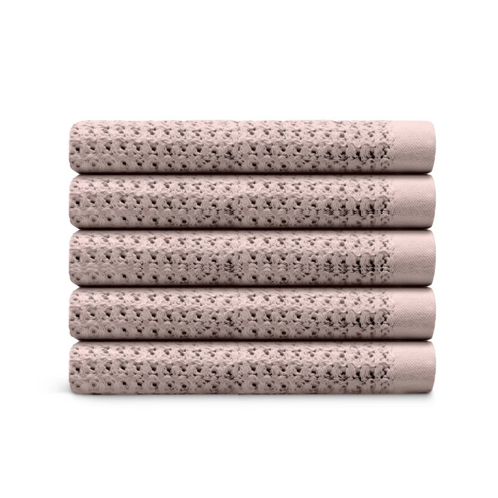 Serviettes de bain en coton égyptien gaufré, 5 pièces