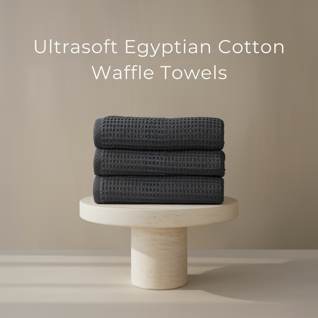 Serviettes de bain en coton égyptien gaufré, 5 pièces