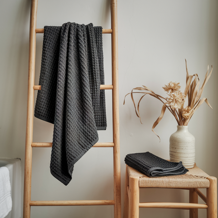 Serviettes de bain en coton égyptien gaufré, 2 pièces