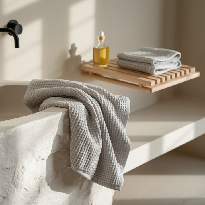 Serviettes à main en coton égyptien gaufré, 2 pièces