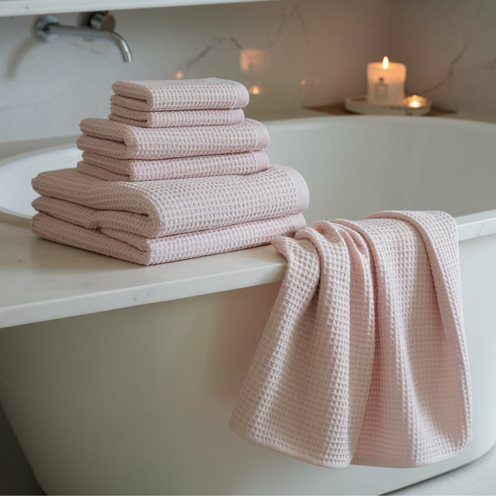 Lot de 4 débarbouillettes en coton égyptien gaufré
