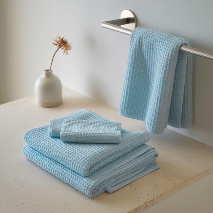 Lot de 4 débarbouillettes en coton égyptien gaufré