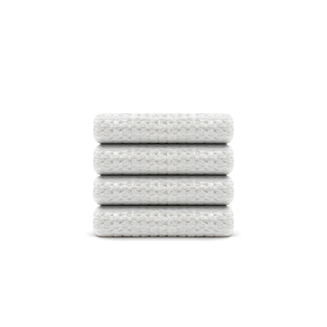 Lot de 4 débarbouillettes en coton égyptien gaufré